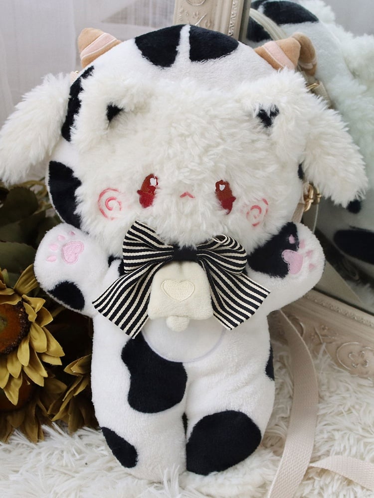 Crossbody White Plush Black Cute Bag