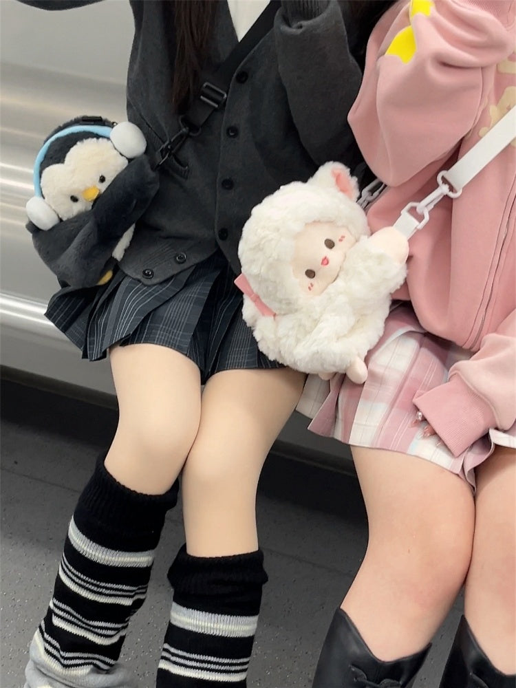かわいいペンギンの黒いぬいぐるみバックパック/クロスボディ