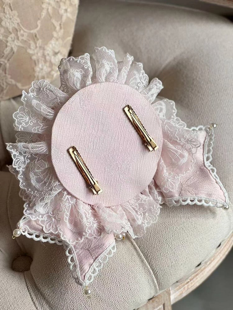Lolita Hat Pearl Pink Accents) (Lace Mini Pastel Sweet