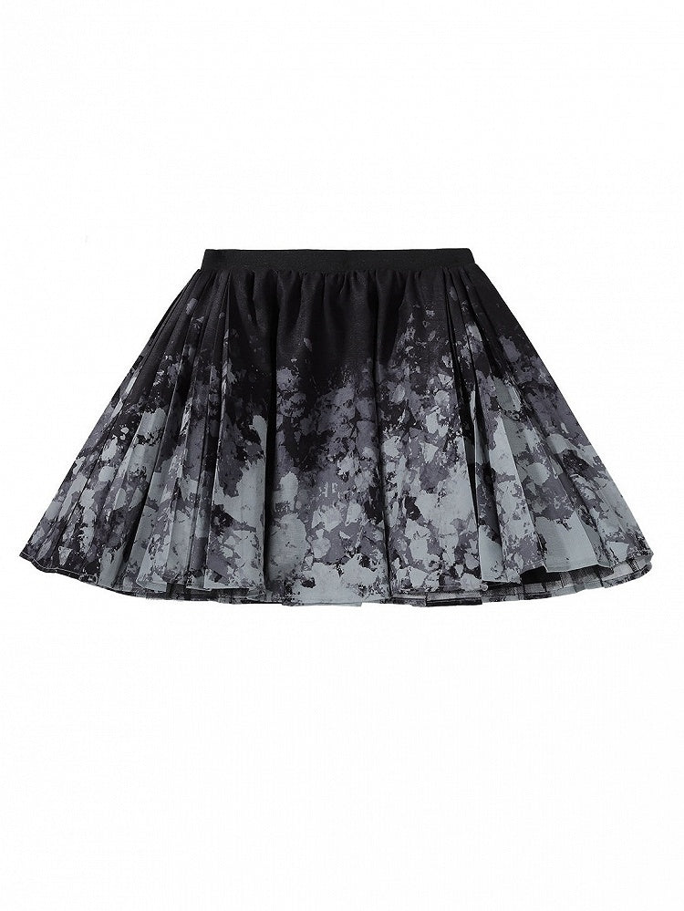 Ebony Splatter Pleated Midi Skirt with Edgy Chinese Motif - Han Ru Chu Hanfu & Han-Element Studi