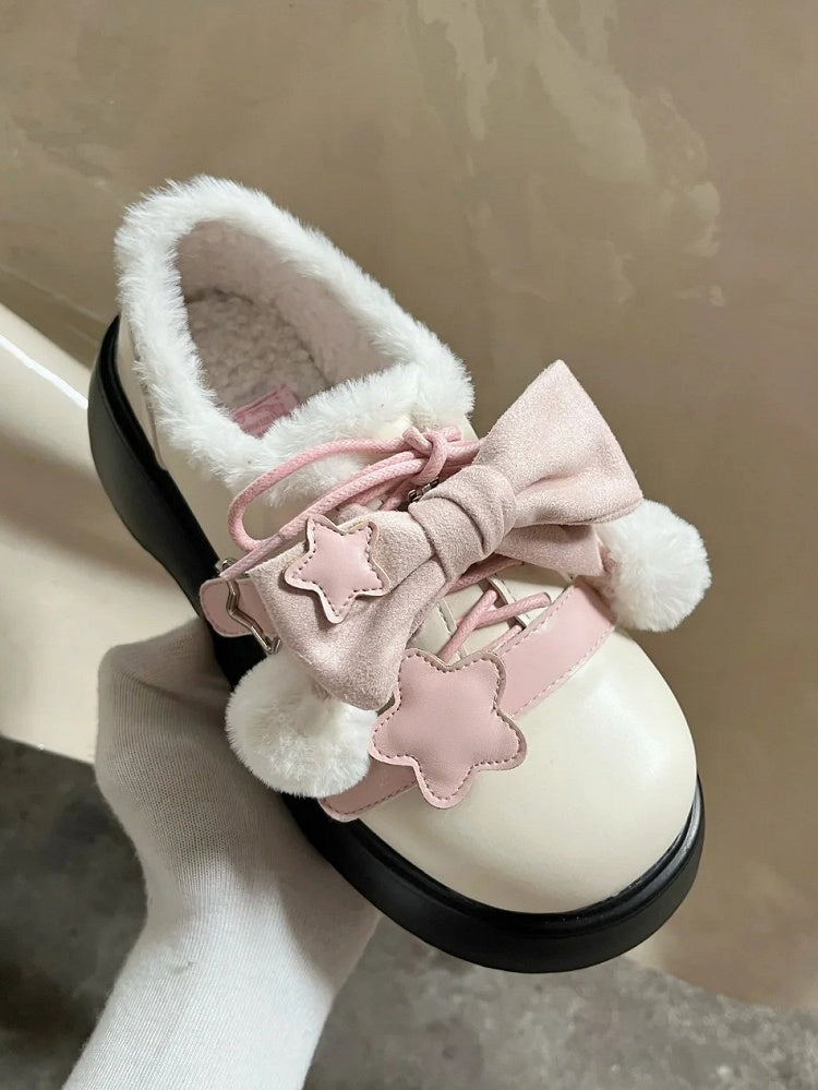 Accents Winter Star Fleece-Lined Sweet Beige Pink - Plateauschuhe