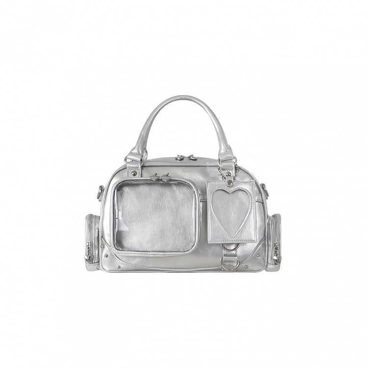 Handbag Shiny Display with Holder Window Silver Card Ita