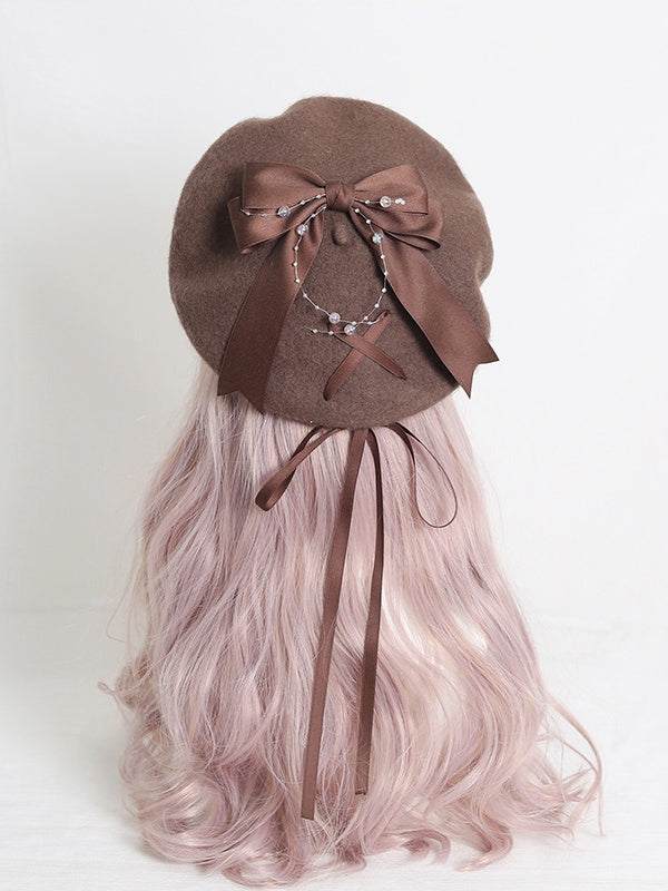 With Cute 4 Lolita Bowknot Ribbon Colors Beret