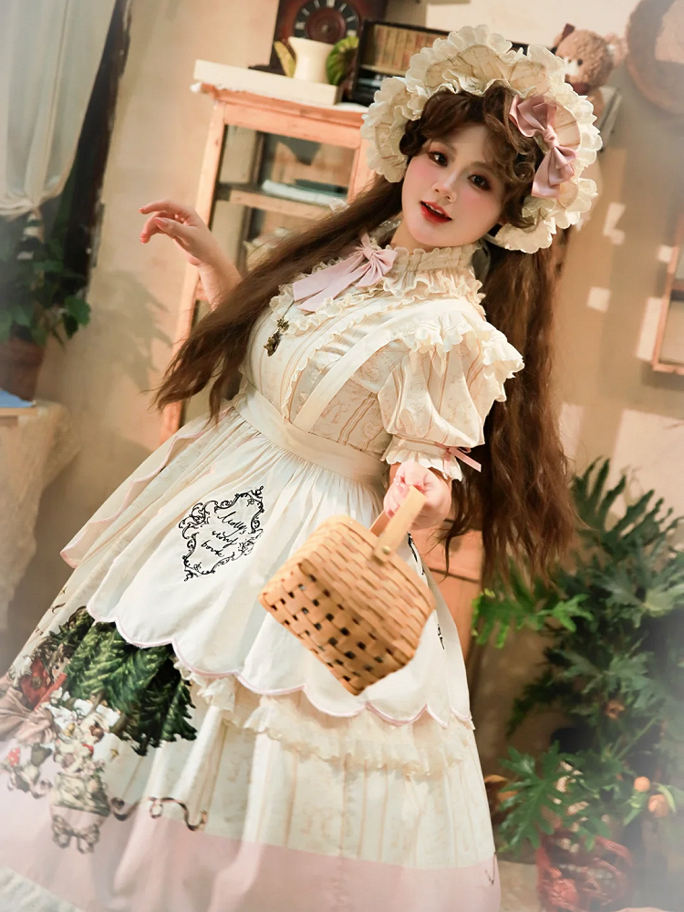 Pink Bowknot Creamy Lolita Bonnet - NSG