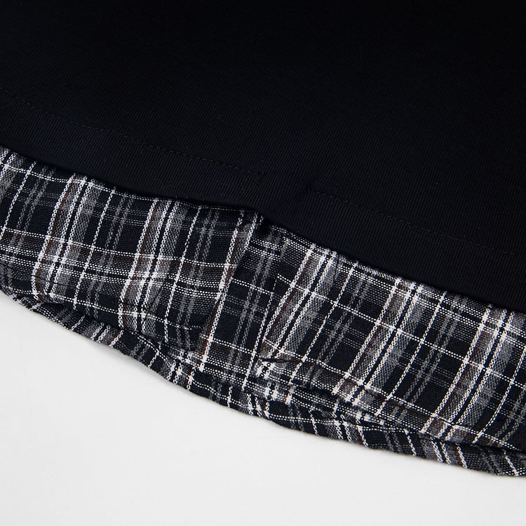 Black Plaid Two-Piece Short Sleeve Top - Languid Park