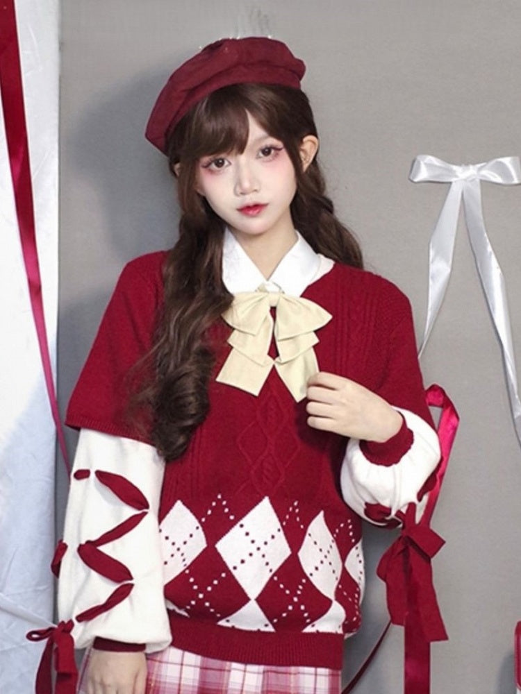 Bow Red/Yellow Knot Butterfly with Tie