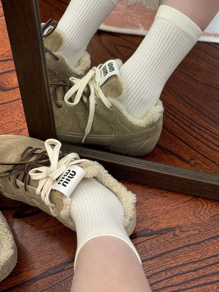 Wadensocken Muster Gestreift Weiß Lolita