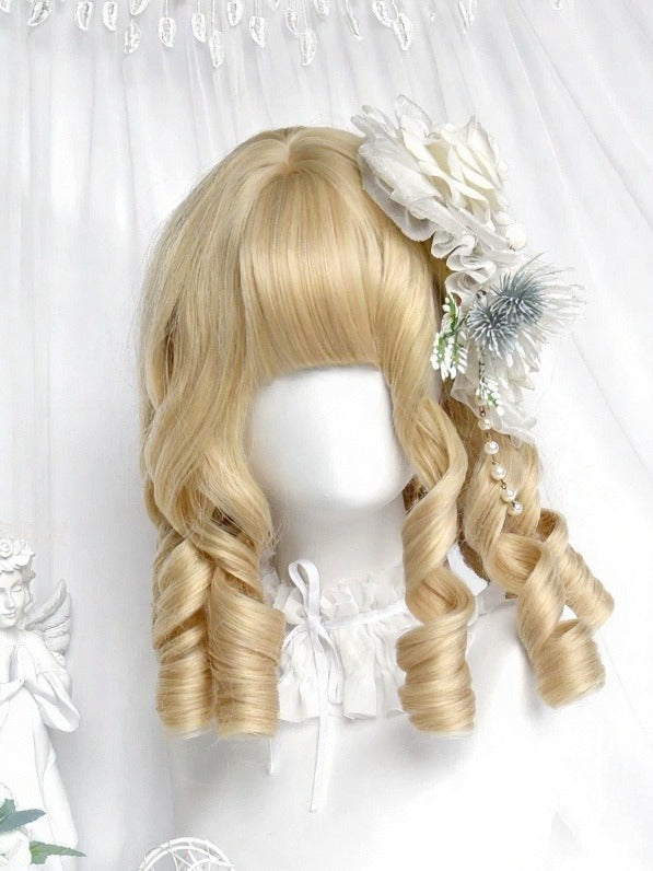 Blonde 40cm Short Roman Curly Wig with Full Bangs - Sinwavy