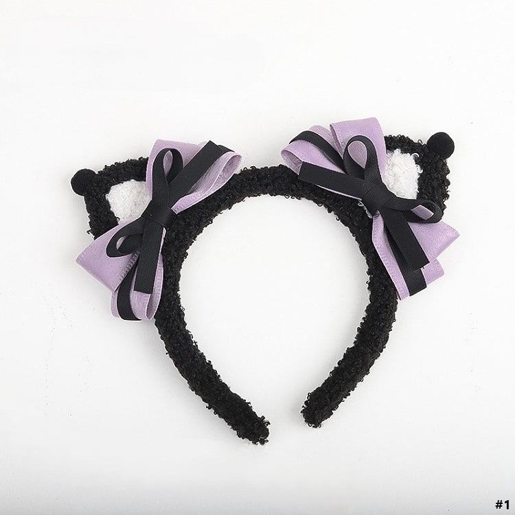 Sweet-edgy Cat Lolita Options Black 2 Ear Purple KC