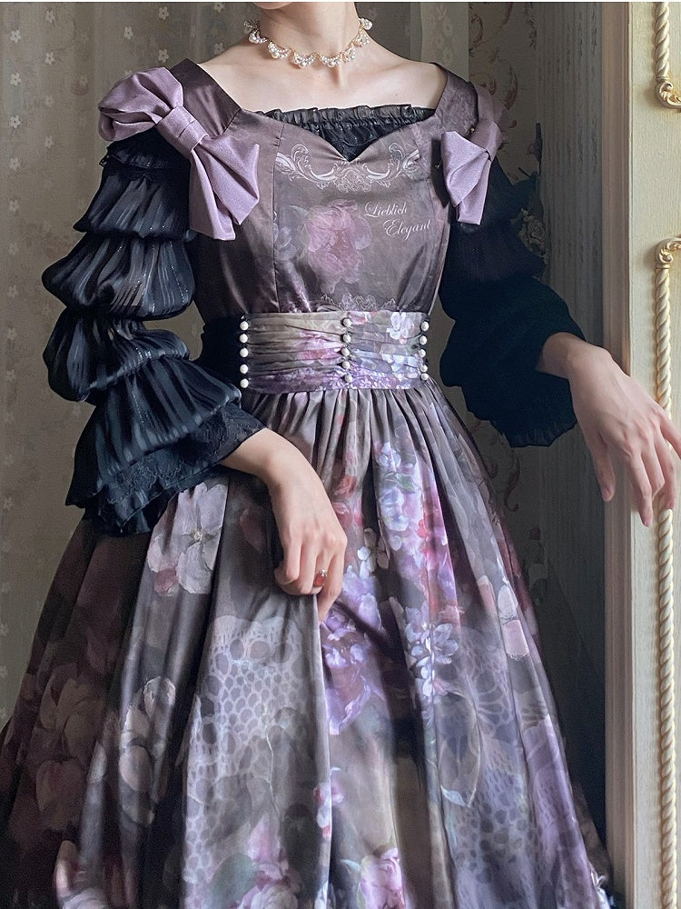 Neckline Sleeves Lolita Elegant Marie Off-the-shoulder Stripe Blouse Black