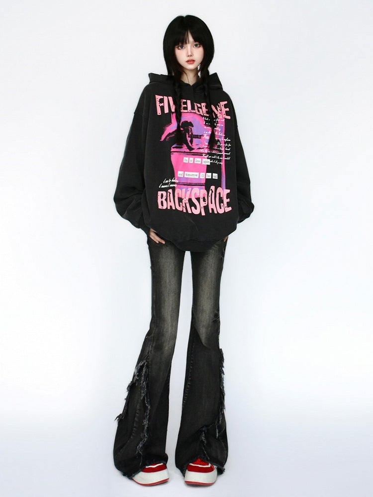 Fit Waist Cuffs- Blue/Black with Slim Raw Flared Vintage Jeans and Low Frayed