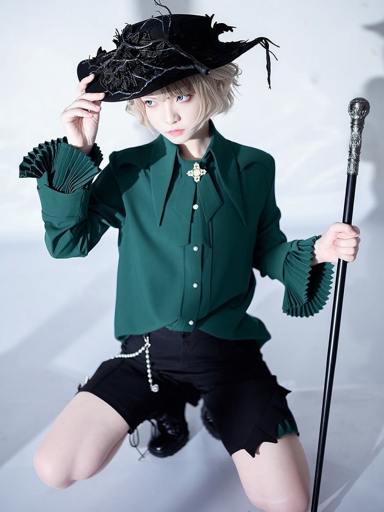 Stil Ouji Kragen Grün Prince Shirt Lolita Spitz