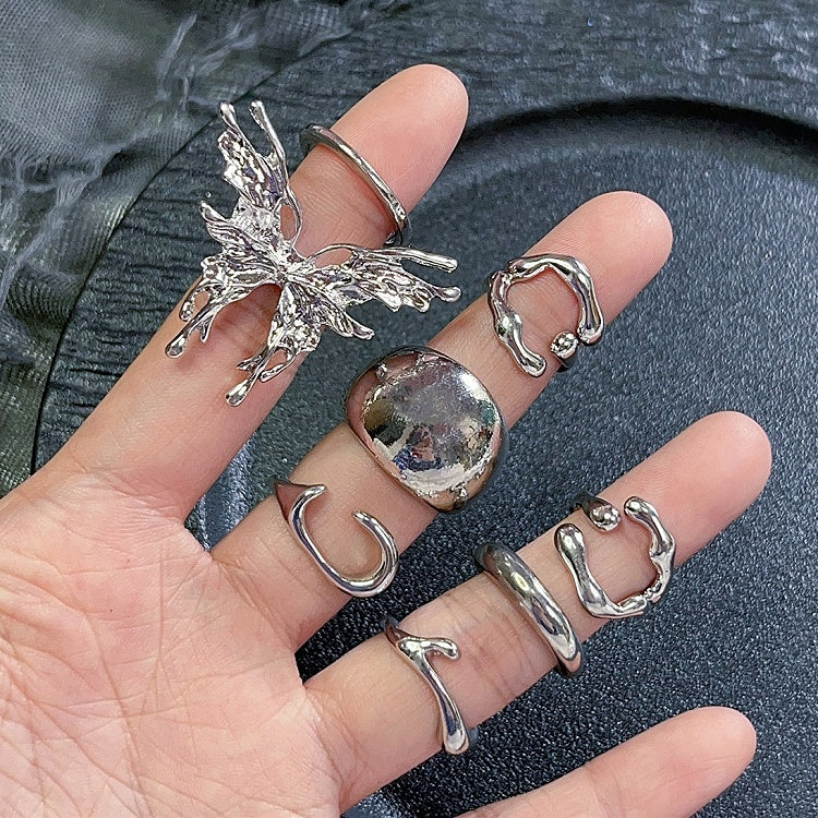 Set Rings Cyberpunk 8 Silver