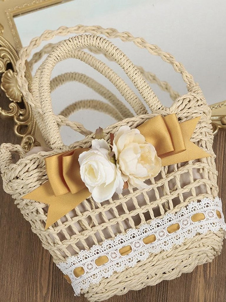 4 Handbag Floral Options Straw Bow Lolita Country