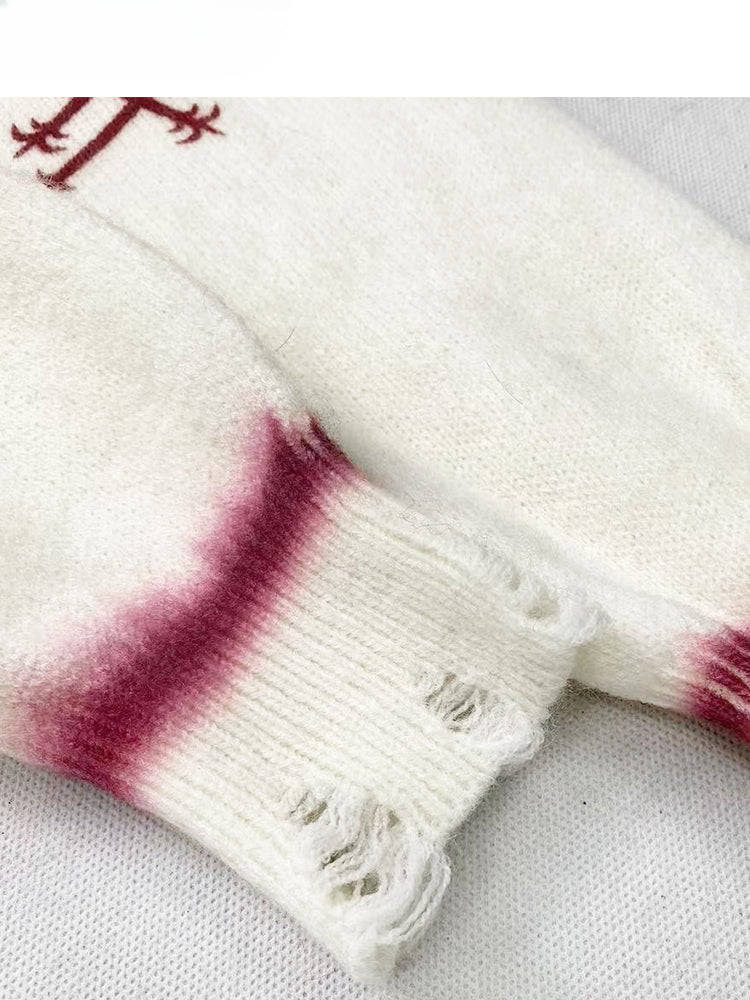 クリスマスレターオフショルダーネックラインホワイトセーター