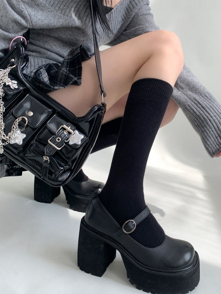 Lange schwarze JK-Baumwollstrümpfe