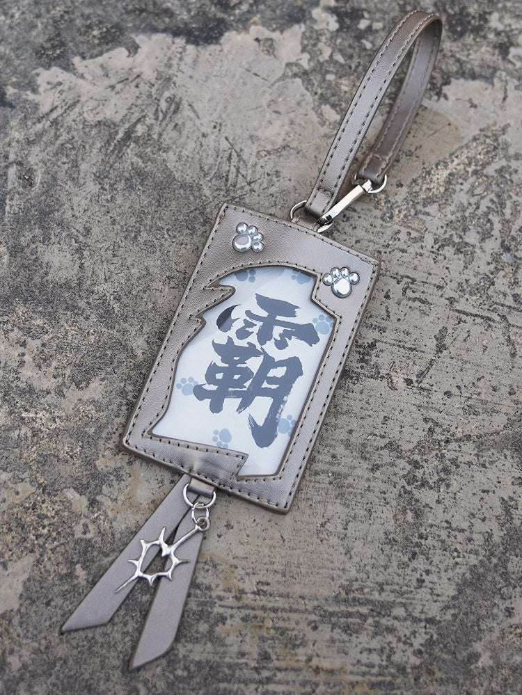 ホルダーカード 愛らしい猫の足跡デザイン PUバッジ グレー