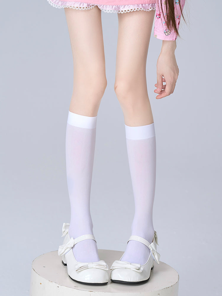 Calf Socks White Velvet 25CM