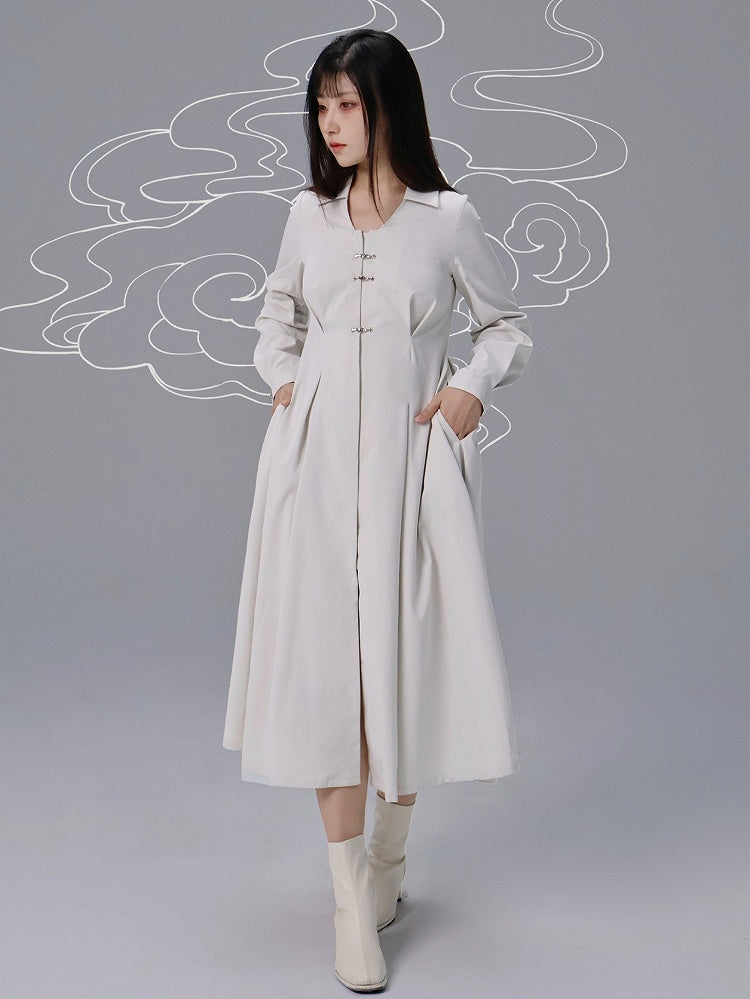 Style Dress Chinese Shirt Pointed White Flat Collar -