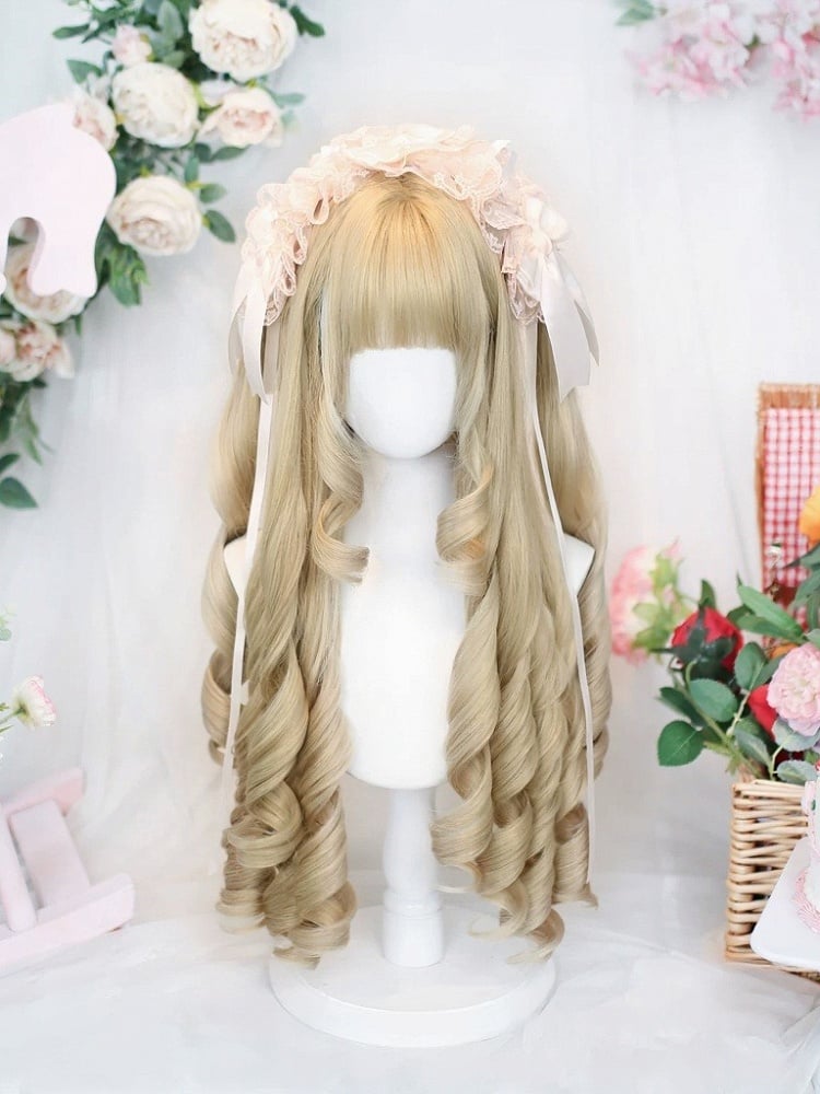 Blonde Long Roman Curly Wig with Air Bangs - Dalao Home