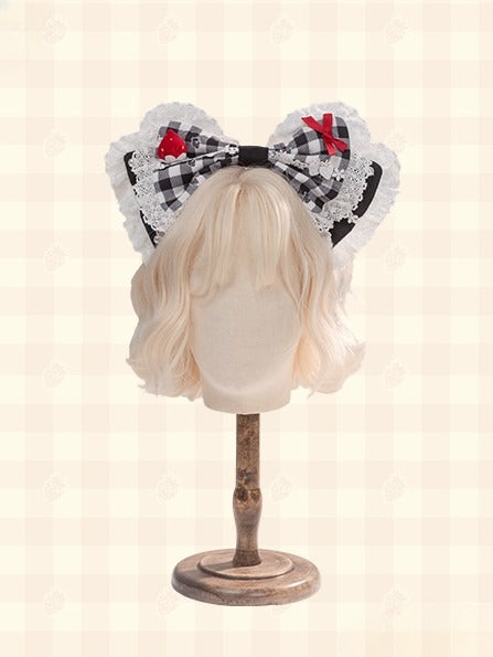 Bow Gingham Strawberry with KC Accents Lolita and Black/Red/Pink
