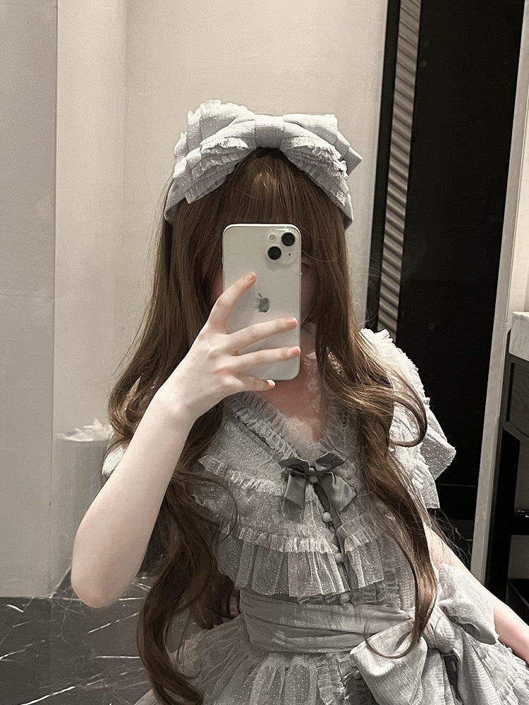 Lace Green Bow Details KC Lolita Pink/Yellow/Gray/Dark with