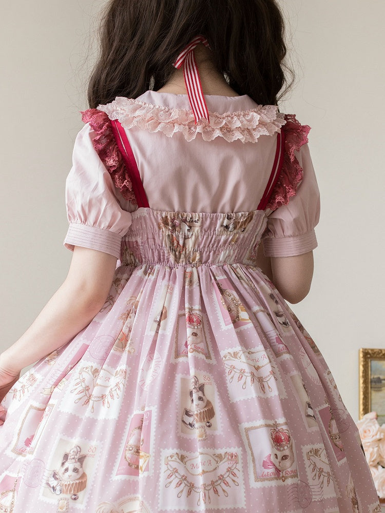 コットンスリーブブラウス ピンク ピーター ショートパン パフカラー