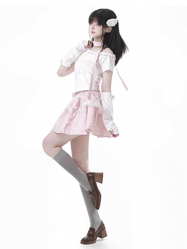 White Button Angel Armwear Accent Wing Blue/Pink