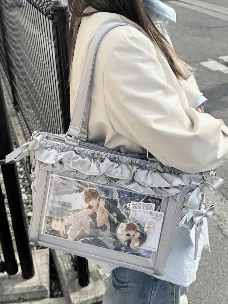 Silberne Besätze Halter Riemen Satin Rüschen mit Karte Selbst binden Tasche Ita Schleife