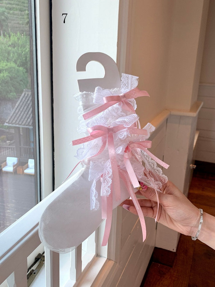 リボンソックス パープル/ブラック/ピンク/ホワイト/グリーン/レース