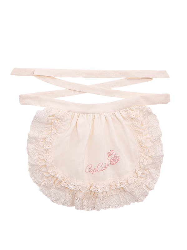 Pink Cupcake Apron / Embroidery Brown Blue Lolita