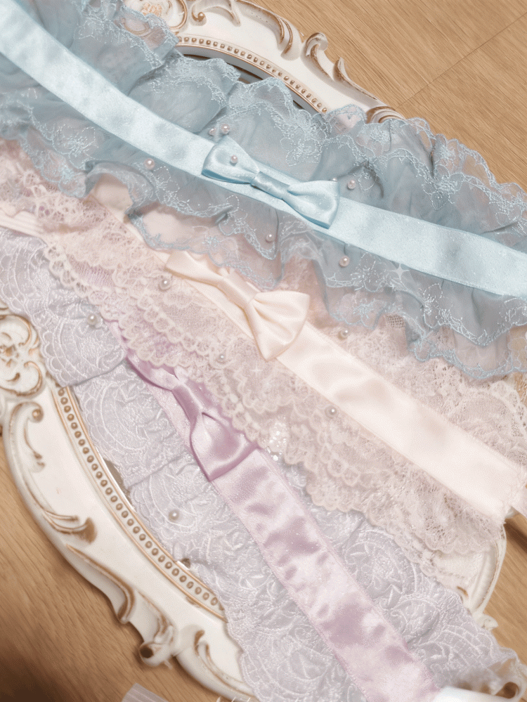 3 Beads with Choker Color Bowknot Lace Options Lolita