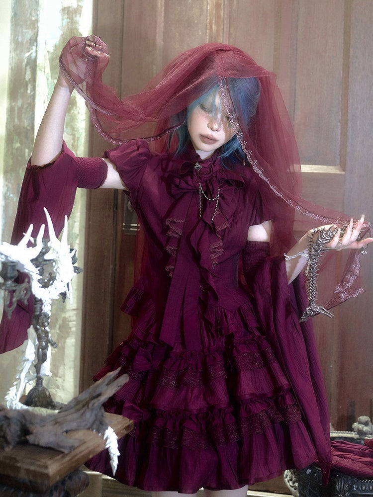 Purple Puff Short Sleeves Gothic Lolita Blouse