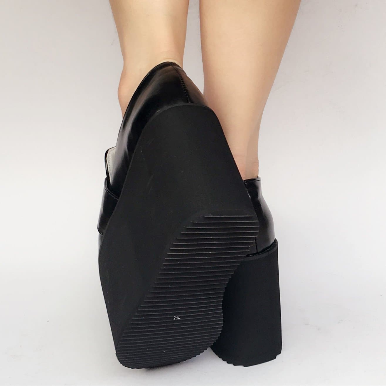 Black Uniform Leather Shoes SP168379 Made Custom Platform