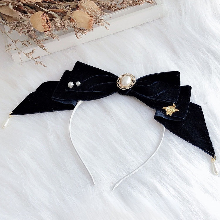 KC Beaded White Snow Blue Dark Vibes Decorated Bowknot