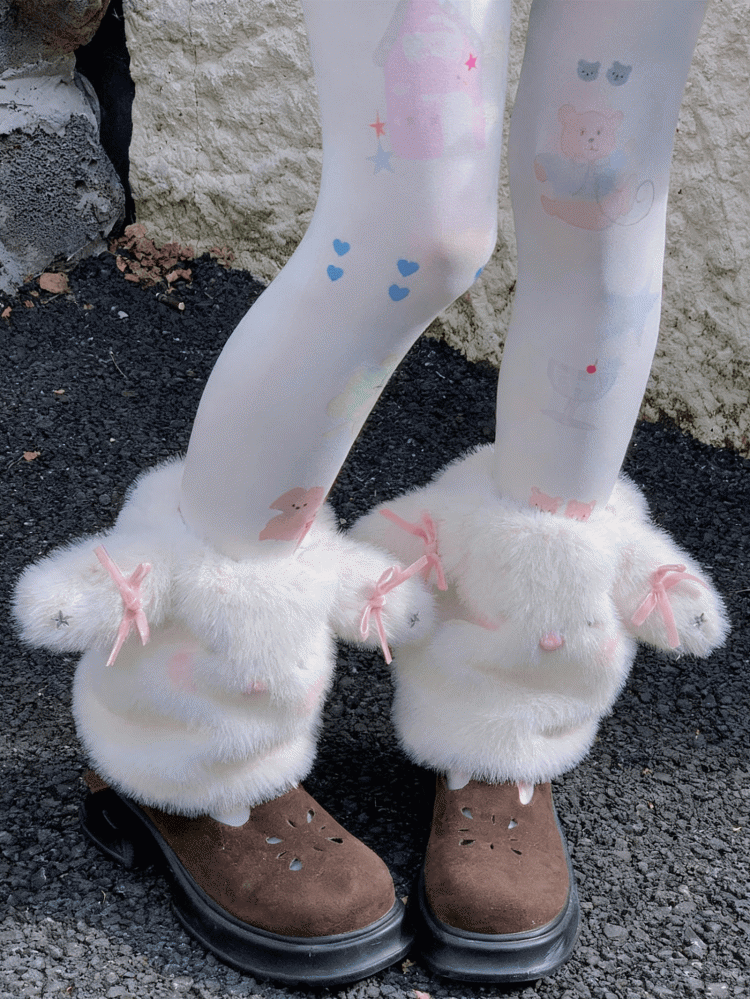 Leg Bunny Warmers Bowknot Sweet Plush