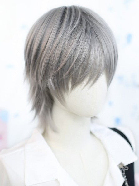 Kurze Ouji-Perücke, grau, glatt, 25–30 cm