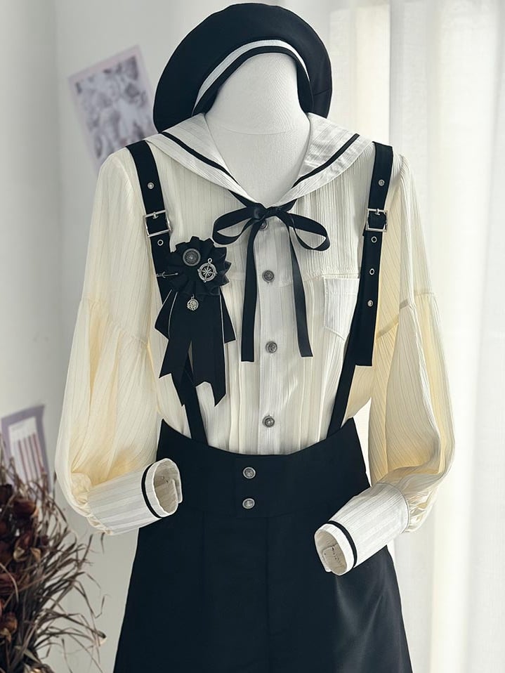 / ベレー帽 ブラックブローチ