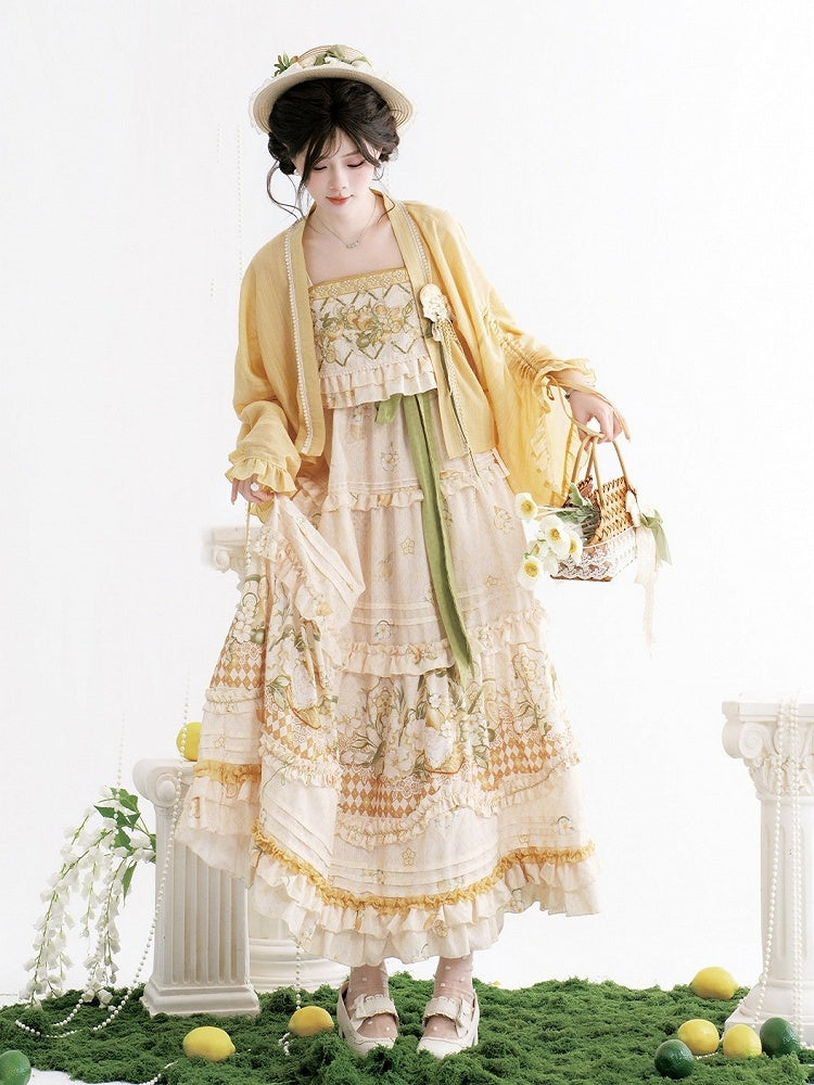 Bowknot & Lemon Accent Flat Hat - Luo Xiu Dong Xiang