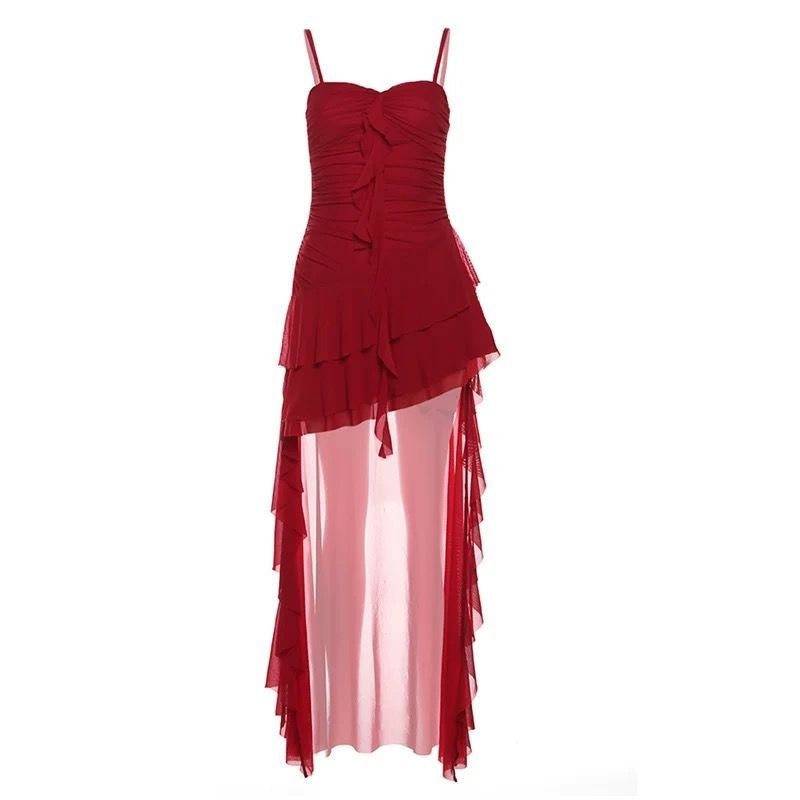Red Asymmetric Swallowtail Dress - Irregular Hem Party Dress (S-XL)