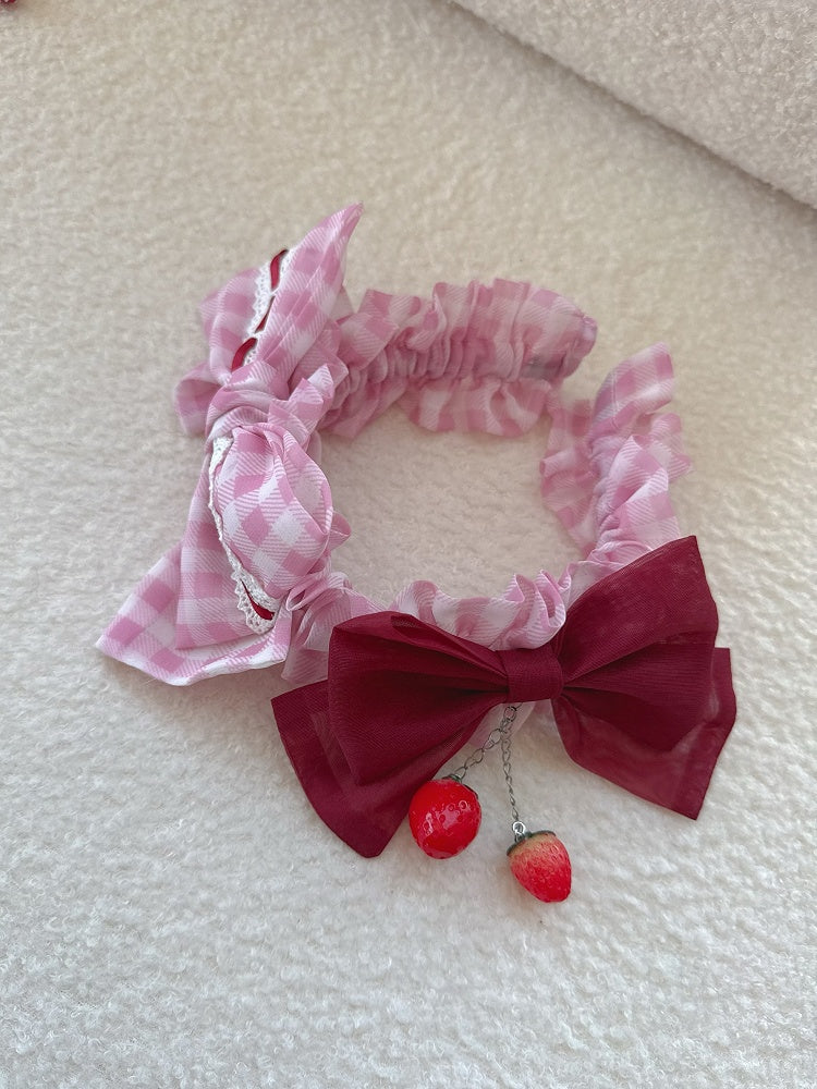 ピンク / レッド / ブラック / ブルー / パープル ストロベリー リボン KC