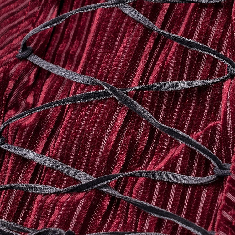 Red Velvet Dark-Grain Gothic Shirt