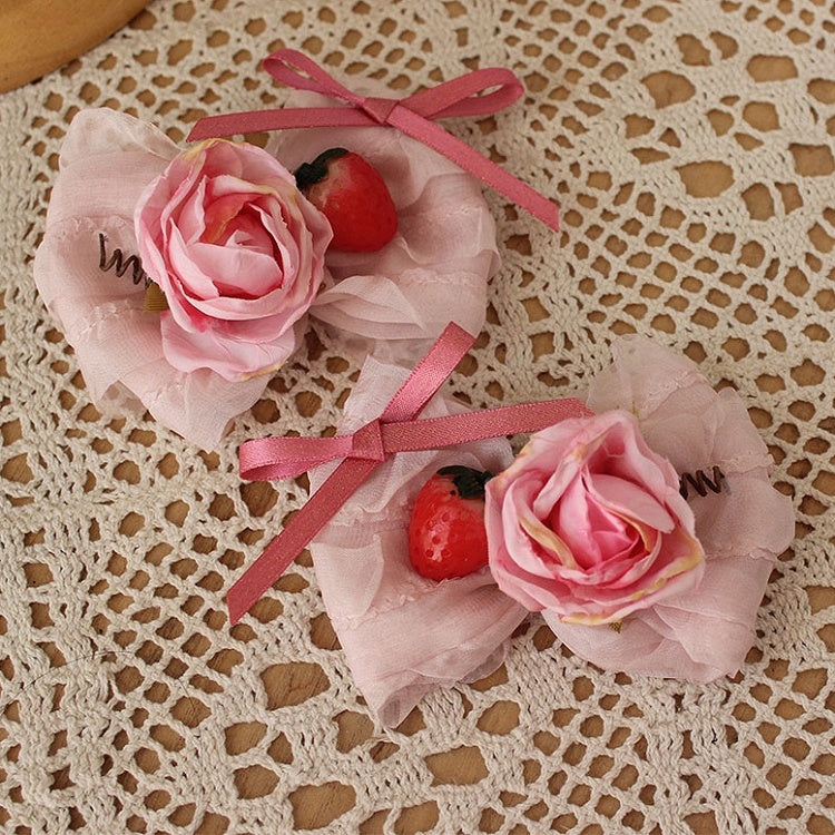 Floral And Strawberry Bowknot Shoe Clips
