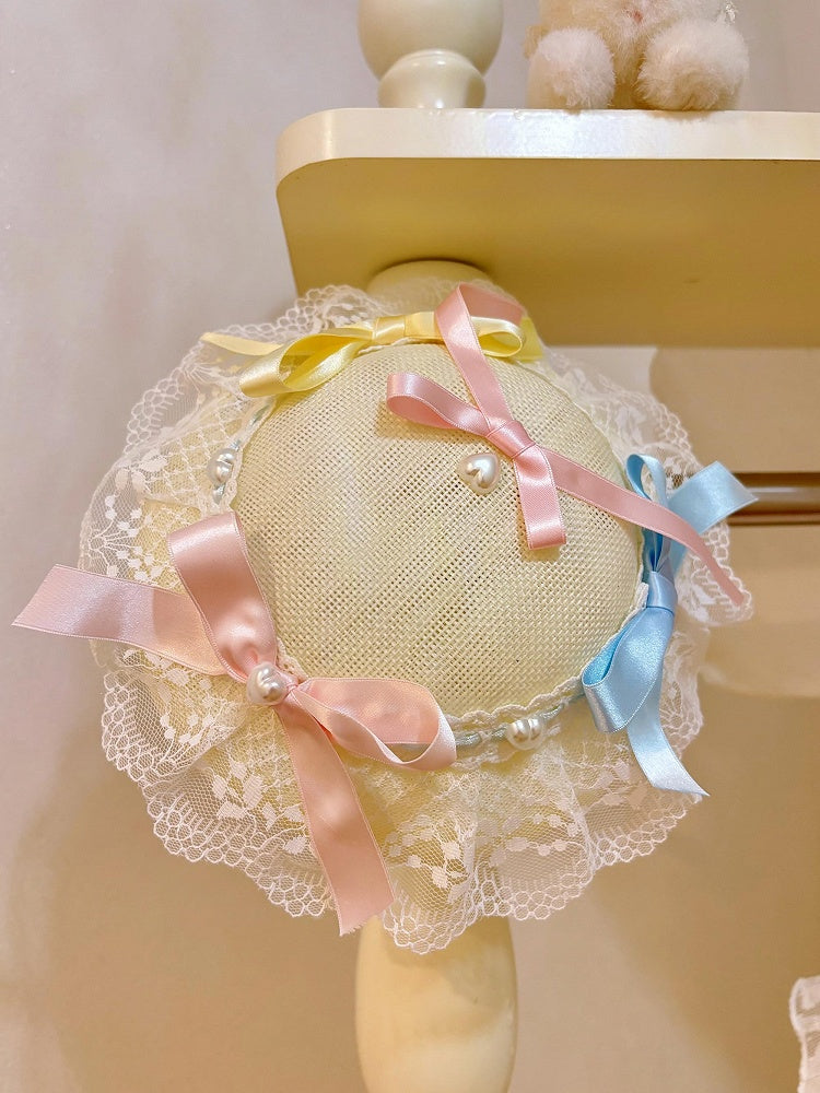 Lolita Sweet Bow Rainbow Mini Hat Pastell Akzente mit