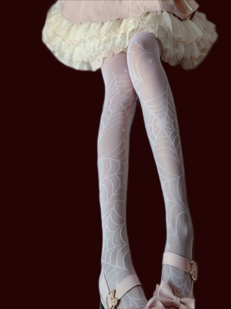 Stockings Web Gothic Colors: Spider (2 Black White) Print