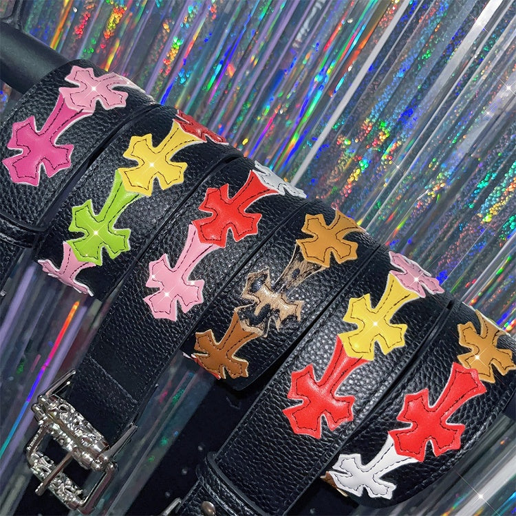 3つのオプション ブラック PU クロスパンク ウエストベルト