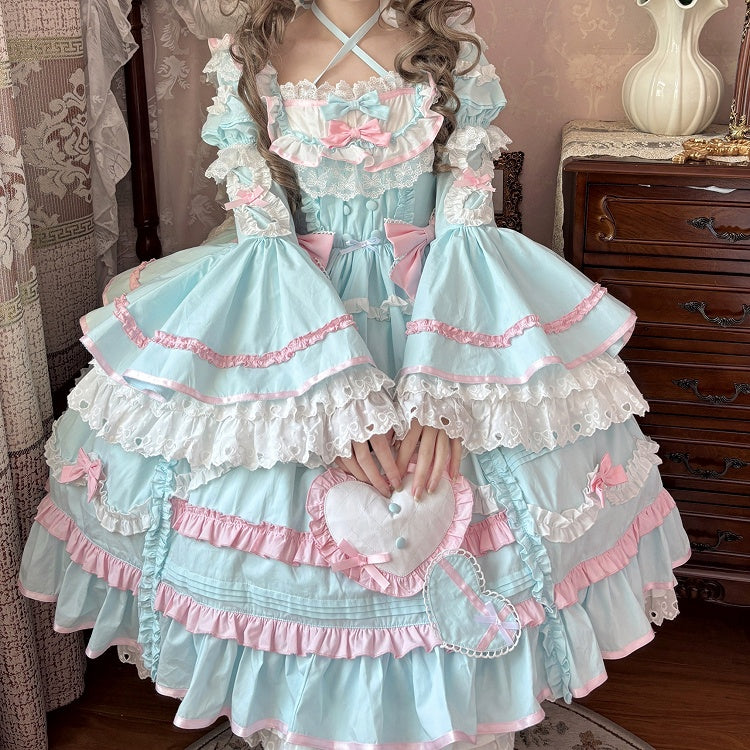 Plus Sizes Available Blue Gorgeous Old School Princess Lolita Cotton Dress