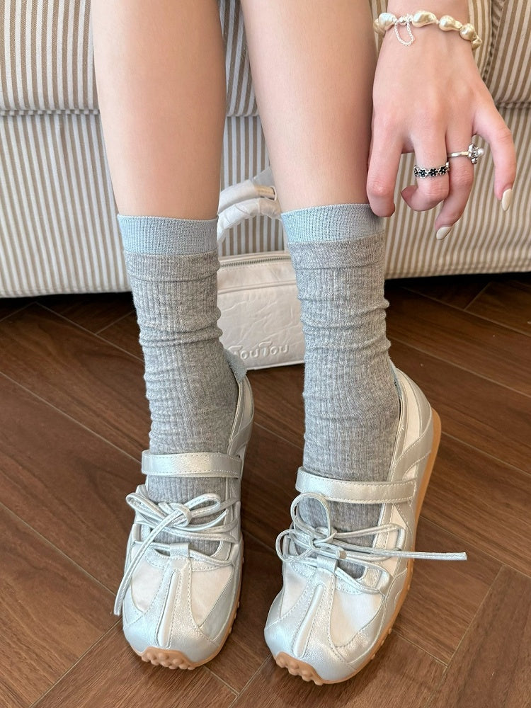 Colorblock Ribbed Ankle Socks - Xi Shang Mei Shao