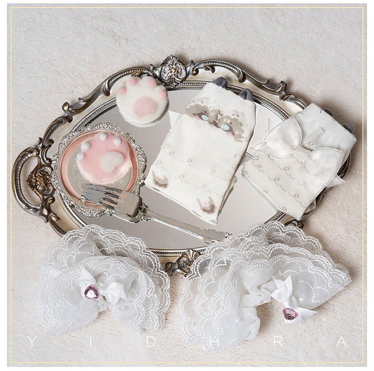 Süße Lolita-Kalbsocken im Kitty-Design