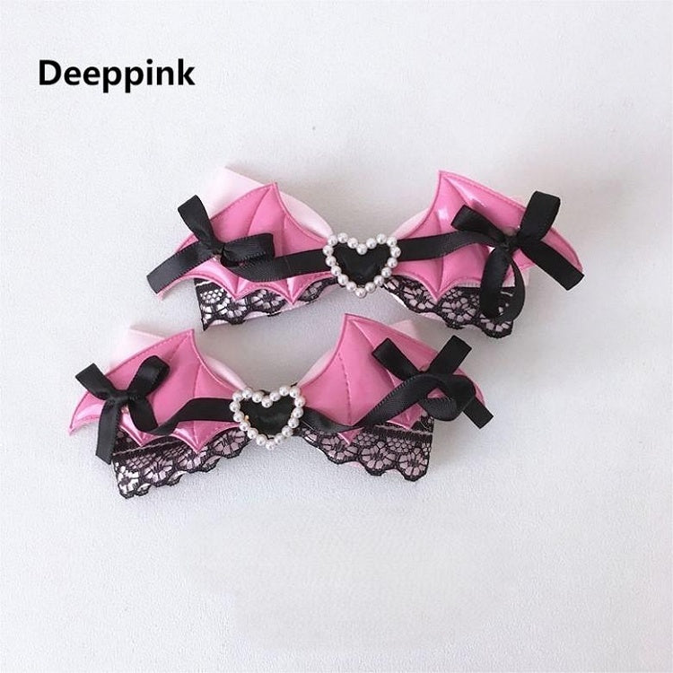 Lace colors Bat 2 Hairclip with Bow Accents Wings